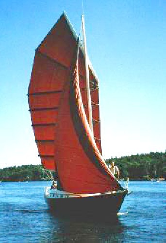 Marco Polo III (Teleport) sailing along using ghoster sail in light winds