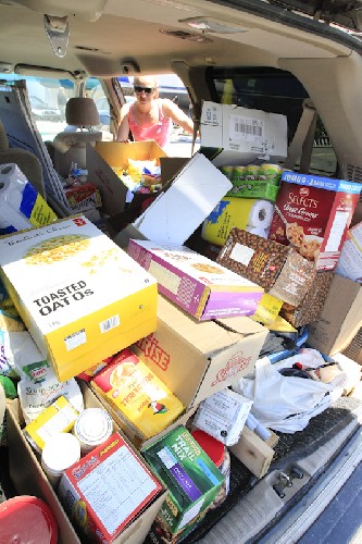 Check out all our 4 months of supplies filling Terry\'s van!