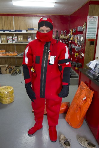 Chris sporting our new insulated survival suits