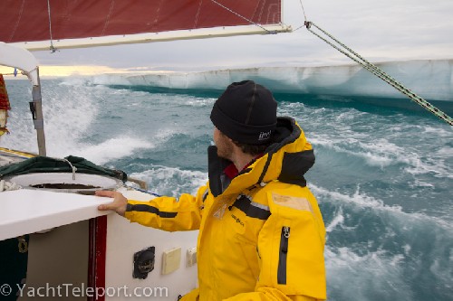 Sailing past a plate of sea ice near Banks Island