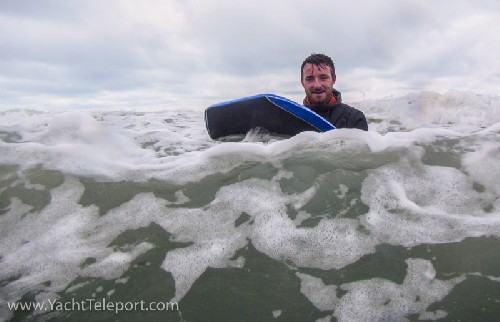 Chris bodyboarding in Alaska