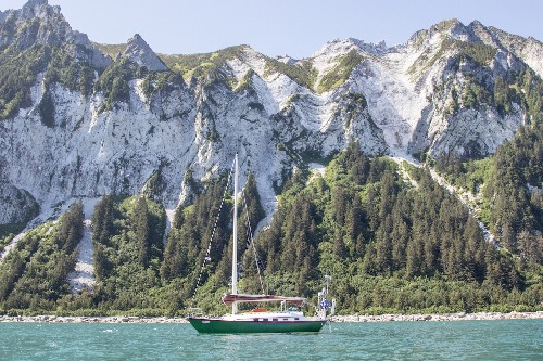 Teleport anchored at Kayak Island - Click for full-size.