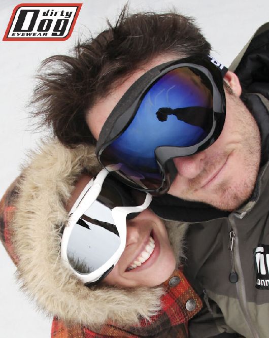 Jess and Chris sporting their new Dirty Dog goggles.